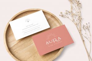 tarjetas visita para branding diseño de marca identidad corporativa imagen de marca y diseño para aura slow fashion ropa y complementos de moda