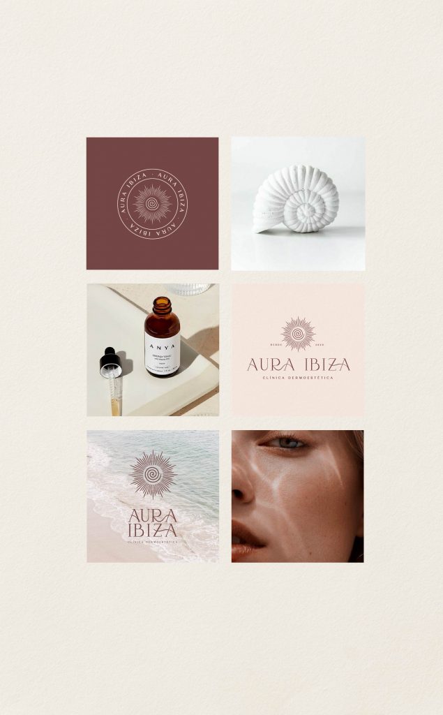 branding aura ibiza clinica dermoestetica identidad de marca visual corporativa marca logotipo marketing diseño grafico diseño web