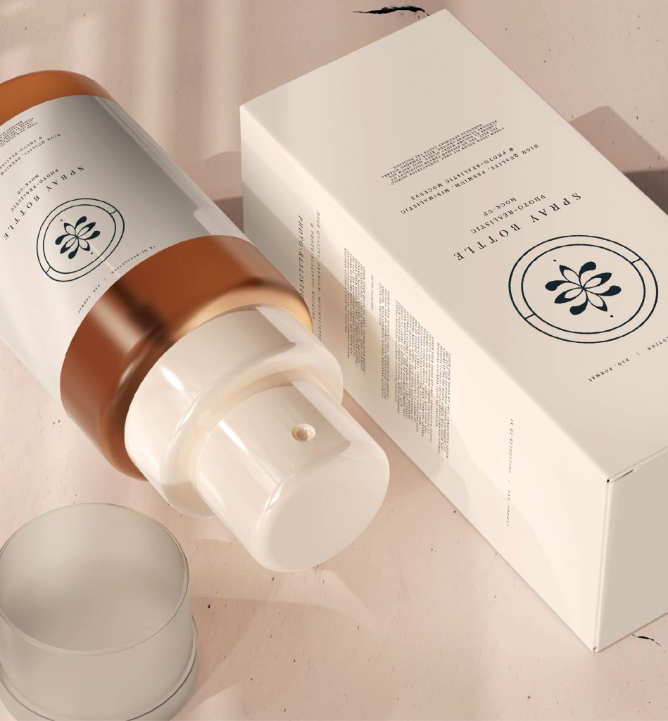 Diseño de branding y packaging para Paula Salcedo. Identidad visual minimalista aplicada a envases de productos de cuidado personal. Creado por Manawa Creative.