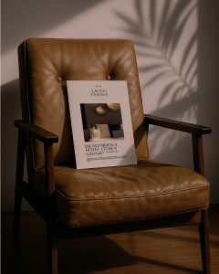 Diseño editorial de bienvenida para Hotel Citrea en Santander con identidad visual del Grupo Limón Hoteles.