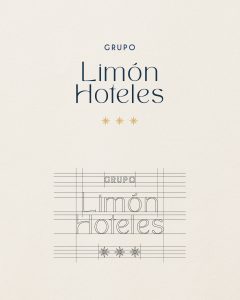 Construcción del logotipo del Grupo Limón Hoteles con diseño gráfico profesional.