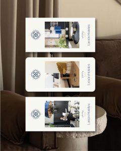 Tres mockups verticales de diseño editorial con branding del Grupo Limón Hoteles.