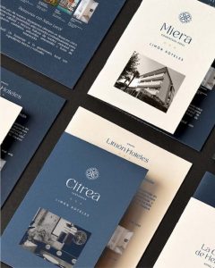 Folletos corporativos del Grupo Limón Hoteles con diseño editorial coherente