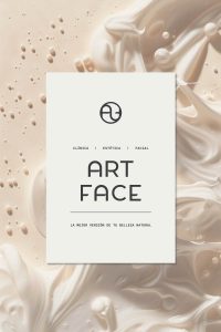 Póster con logotipo y fondo con texturas cosméticas para Art Face