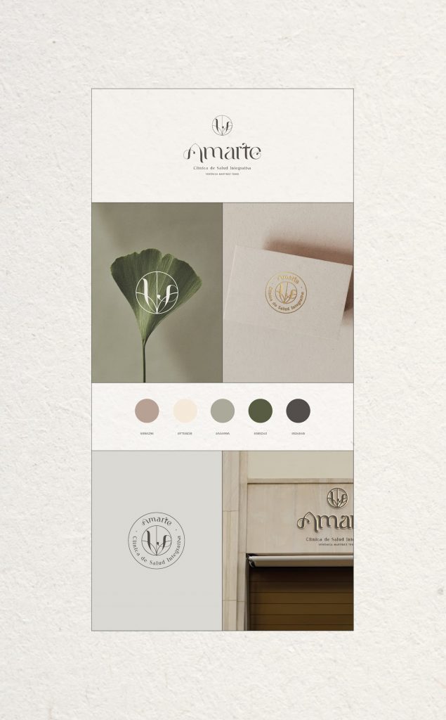 Propuesta de logotipo y paleta de color de la marca Amarte Salud Integrativa diseñada por Manawa Creative