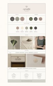 Presentación visual del branding de la Clínica Amarte con sus logotipos, imagotipos y monogramas