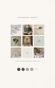 Composición visual de isotipo y recursos gráficos orgánicos de la Clínica Amarte