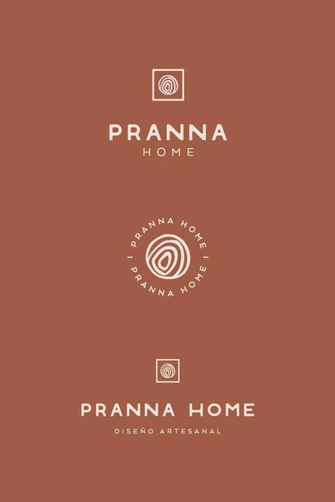 Variaciones del logotipo de Pranna Home como parte del branding estratégico diseñado por Manawa Creative.