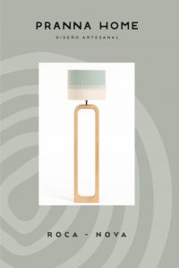 Lámpara Nova de Pranna Home en identidad visual minimalista, parte del branding desarrollado por Manawa Creative.