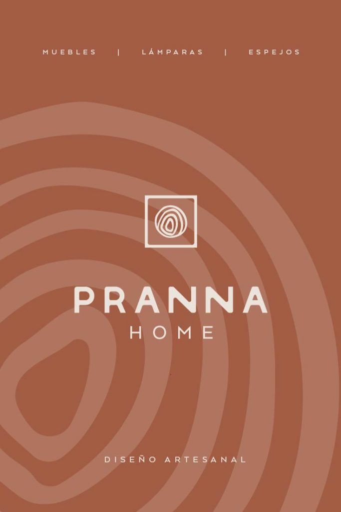 Identidad visual de Pranna Home en fondo terracota con logotipo artesanal diseñado por Manawa Creative.