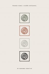 Variaciones del logotipo de Pranna Home en diferentes colores, diseño artesanal y branding de Manawa Creative.