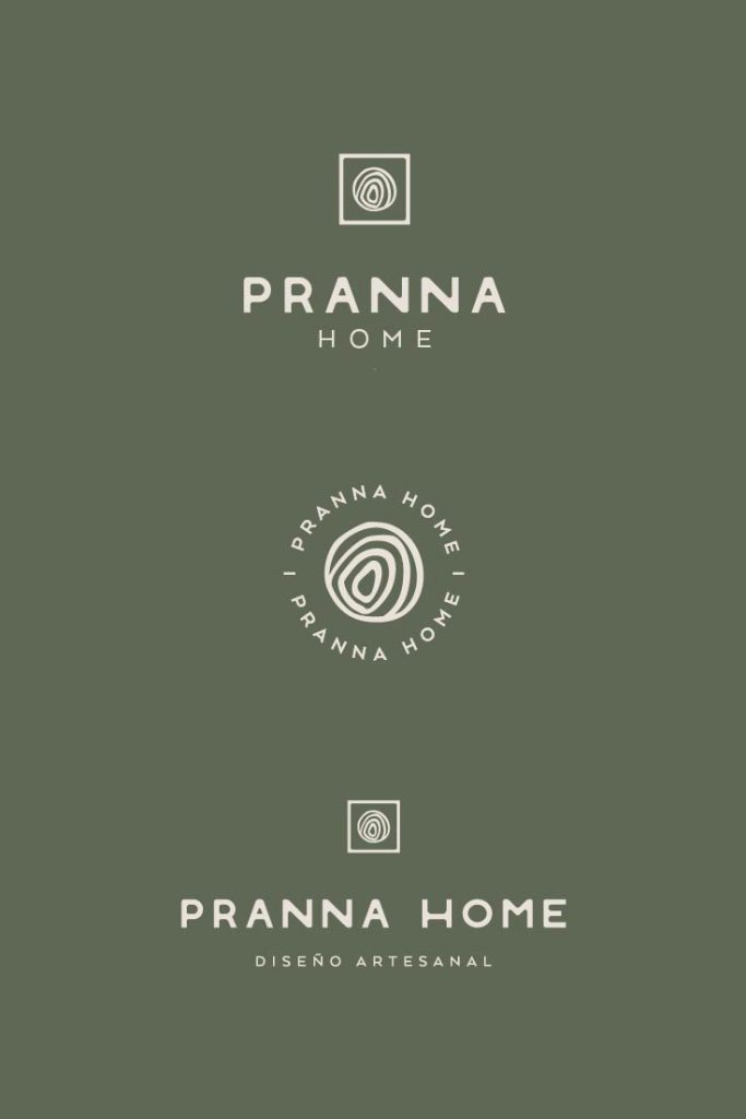 Logotipo de Pranna Home en fondo verde, diseño artesanal desarrollado dentro del proyecto de branding de Manawa Creative.
