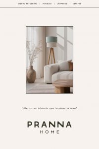Identidad visual de Pranna Home aplicada a branding de decoración artesanal. Diseño estratégico de Manawa Creative.