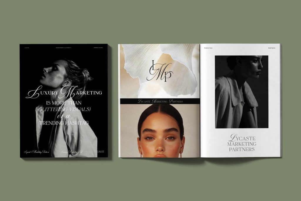Portada del proyecto de identidad visual para Lycaste Marketing Partners creada por Manawa Creative, con diseño editorial elegante y estética de branding para marcas de lujo.