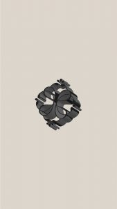 Sello tridimensional del isotipo de Clínica Etérea sobre fondo neutro como parte del branding estratégico.