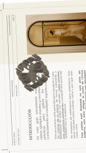 Guía de identidad visual de Clínica Etérea con el isotipo representado en formato 3D como parte del manual de marca.