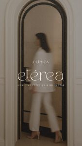 Interior de Clínica Etérea con logotipo aplicado, muestra de branding estratégico y diseño de identidad visual en espacios.
