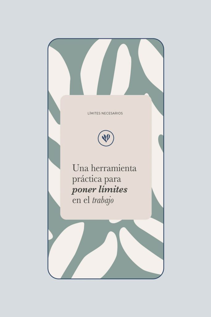 Historia de Instagram de Amarea sobre poner limites en el trabajo, fondo azul