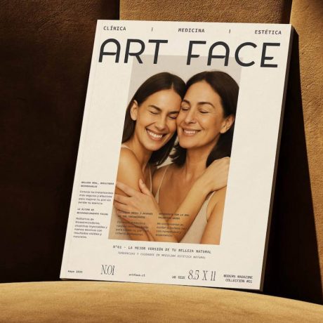 Portada de revista con identidad visual de Art Face y fotografía de dos mujeres sonriendo